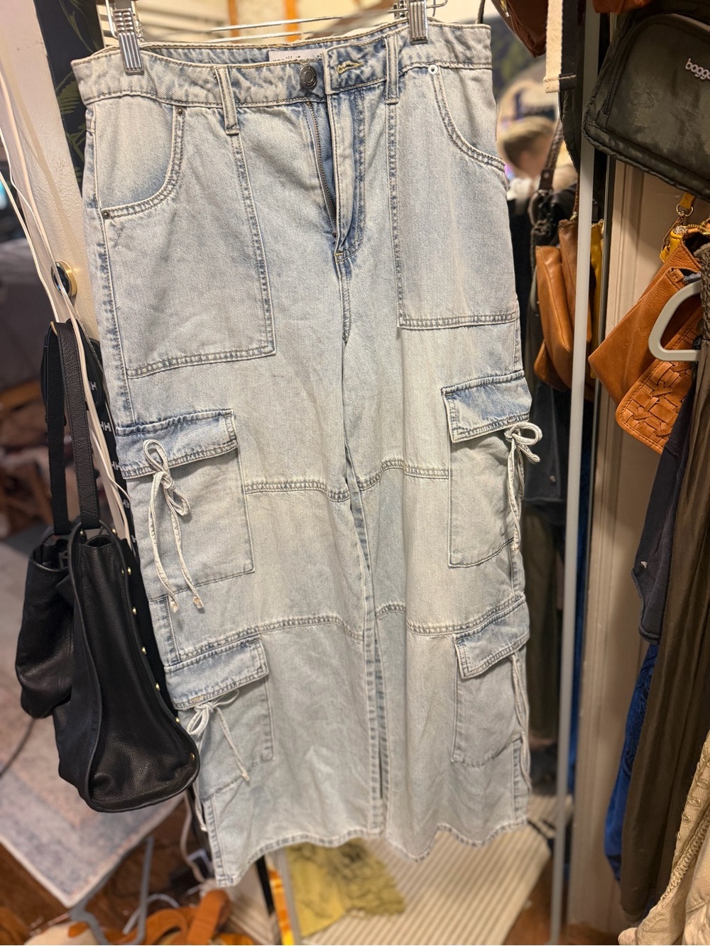 Vanilla Star Light Blue Relaxed Cargo Denim Jeans for Men